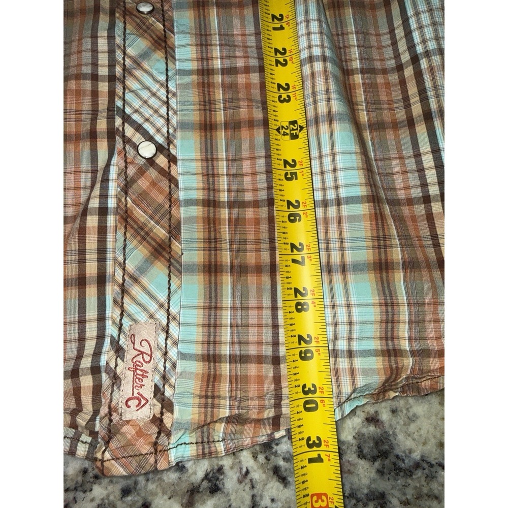 Rafter C Cowboy Collection Western Shirt Mens Medium Pearl Snap Heavy Stitch - Picture 6 of 8